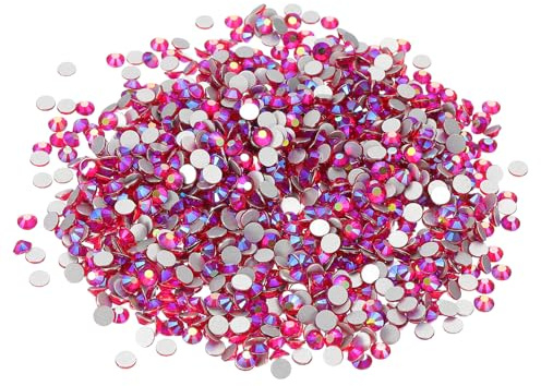 PATIKIL SS16/1440Pcs Strass en Verre Cristal AB Rouge pour Art Ongle | Strass Plat en Verre Cristal, Pierres Fines Artificielles Diamant pour Bricolage Vêtements DIY Maquillage
