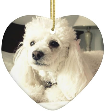 Französischer Pudel Weihnachten Herz Anhänger - Christbaumschmuck Kugeln Schöne Keramik Anhänger Festliche Dekorationen