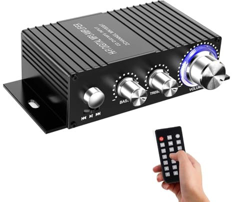 Sentasi HiFi Verstärker mit Bluetooth, 100W Zweikanal Mini-Stereo Audio Verstärker Receiver, Heimlautsprecher mit Fernbedienung (Netzteil Nicht Im Lieferumfang Enthalten)