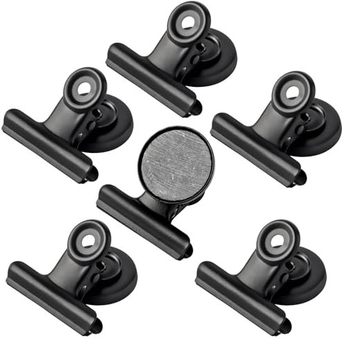 LELADY Magnetklammer, 12 Stück Magnetische Clips, 38mm Kühlschrankmagnete, Magnetische Metall Klammer, Starke Magnete für Magnettafel Kühlschrank Foto Haushalt Büro (Schwarz)