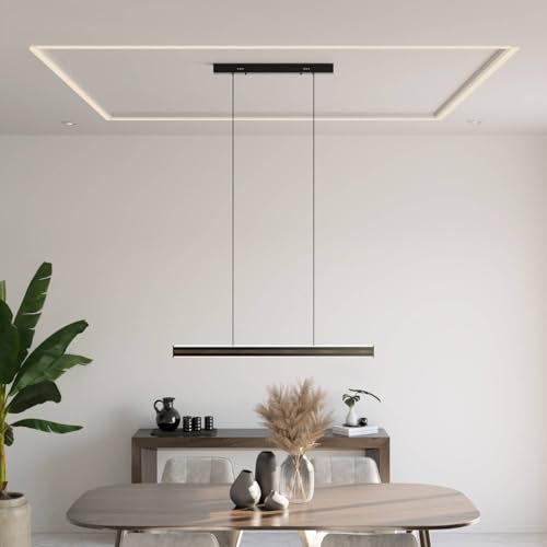 LUMIÈRE Design Kalea Designer Pendelleuchte V2, LED Hängeleuchte dimmbar Hängelampe, 2200 K - 6000 K, Amazon Alexa & Google Home, Tuya (Schwarz, 100cm)