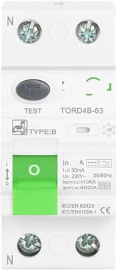 WGJJPQYK Disjoncteur à Courant résiduel de Fuite de Type B Evse 2P 4P AC 40A 63A 30mA 10KA Rail DIN 230V(2P,40A)