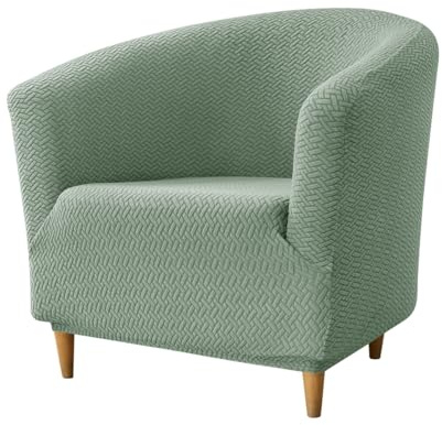 Hearda Sesselschoner Sesselbezug 1 Stück, Grün Elastisch Stretch Sesselhusse Sesselüberwurf | Jacquard Club Chair Sessel Bezug für Clubsessel Cocktailsessel Universal