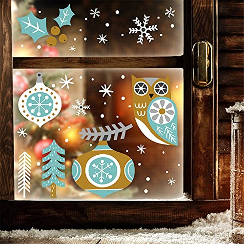 Holiday Decor Promotion Christmas Owl Forest Snowflake Decoration Wall Sticker Christmas Ball Sale for Christmas Decoration Wedding Birthday Party