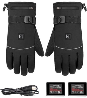 Electric Heated Gloves - Battery Powered Heated Gloves, 3.7V Rechargeable Battery Heated Mittens with 3 Temperature Speeds | Nylon + Cotton Warm Heated Gloves