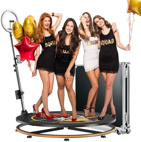 MWE 360 Photo Booth Machine with Flightcase, Logo Customisation, Software Remote Control, Automatic 360 Spin, for 4-5 People to Stand on, Suitable for Parties, Weddings, Rentals (39.4-CD)
