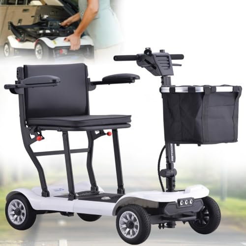 HZWJD Elektromobil Für Senioren,Elektromobil Klappbar,4-Rad-Elektro Mobilitätsroller Für Erwachsene,Rollstuhl Elektrisch,Für Erwachsene Und Ältere Menschen Im Freien 8ah