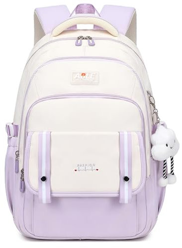 Tanou Zaino Scuola Media Ragazza, 28L Zaino per Bambine Ragazze Zaini Casual Grande per Adolescenti con Cinghia per Trolley, Buono per la Scuola Viaggi e Tempo Libero, Viola