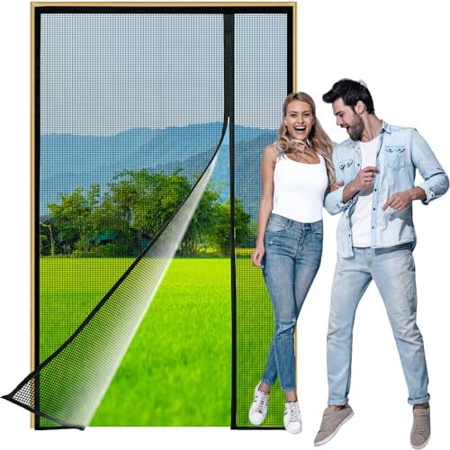 Zlhloj Apertura Laterale Zanzariera Magnetica, 110x250 cm Zanzariere Magnetiche, Chiusura Automatica, per Porte Finestre Balcone cantine, camere da letto e porte scorrevoli Nero