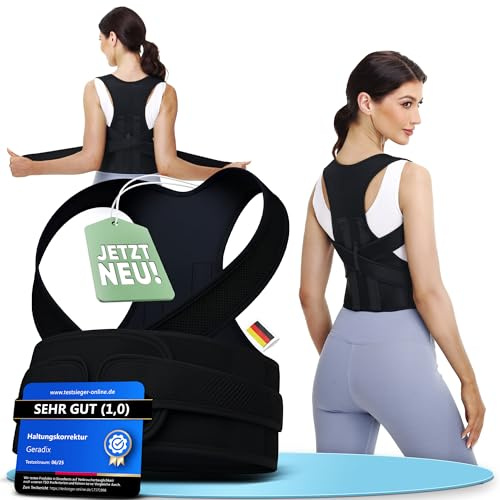 GERADIX Haltungskorrektur Damen Herren Rückenstützgürtel Haltung Korrektur Gurt Back Posture Corrector Verstelbare Haltungstrainer Rückengurt für Schulter Nacken + Ebook Leitfaden (L)