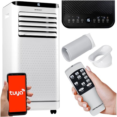 Berdsen Mobiles Klimagerät 9000 BTU - 4-in-1 mit Lüfter, Entfeuchter, Schlafmodus - Tuya Smart App - Energieeffizient