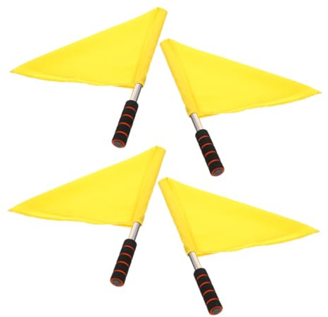 TOYANDONA Lot De 4 Petits Drapeaux Portatifs Jaune Pour Signalisation Arbitre Et Entraînement Sportif, Polyester Résistant, Taille Compacte, Usage Extérieur Et Événements Festifs