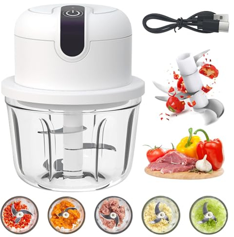 Gohytal Mini Chopper with USB Connection, Electric Onion Chopper Electric Kitchen Chopper 350 ml, Wireless Small Onion Chopper for Fruit, Nuts, Meat, Garlic, Chili