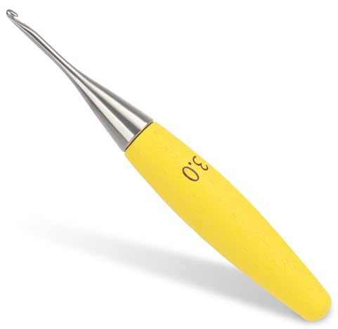 Coopay Häkelnadel 3,0mm, Ergonomische Häkelnadeln mit Buchenholzgriff und Glatte Metall Hakenkopf für Anfänger, Farbige und Stilvolle Häkelnadel zum Häkeln von Mützen, Schal, Decke, Häkelnadeln 3,0mm