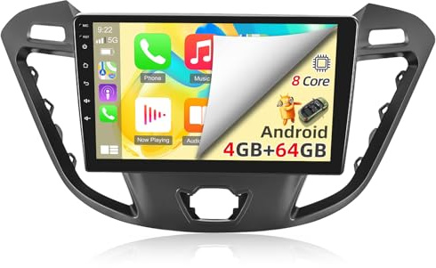 8 Core 4G+64G Car Radio for Ford Transit Custom Tourneo 2013-2021, Android Touch Screen Transit Stereo, DSP 32 EQ/IPS/Carplay/Android Auto/SWC/BT/WiFi
