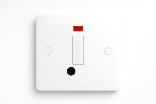 Unswitched Fused Spur Connection Unit with Flex Outlet, Double Pole, Raised and Slim Profile, Round Edges, White, 13A, NBN55
