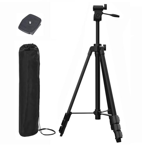 Xincere 148 cm Lightweight Aluminum Laser Level Tripod Stand with Bubble Level, Quick Release Plate with 1/4-20 Screw Mount for Laser Line Leveling Device