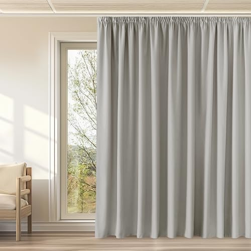 KGORGE Raumteiler Vorhang Blickdicht Thermovorhang Hitzeschutz Kräuselband | Natur, 1er Set, H240 x B300 cm, Thermo Vorhang gegen Hitze für Schienensystem, Verdunkelung, Sonnenschutz, für Wohnzimmer