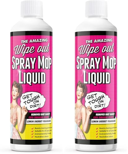 Wipeout - Spray Mop Liquid Detergent Refill Solution - Ready To Use Floor Cleaner | Lemon Sherbet Fragrance 500ml (Pack of 2)