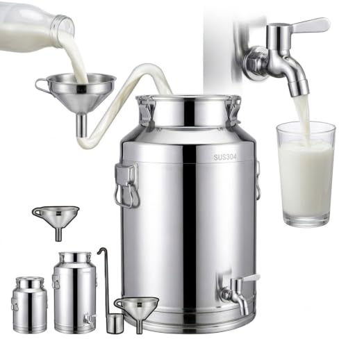 Garrafa Acero Inoxidable con Grifo, Dispensador de Agua y Bebidas | Sellado hermético, flujo preciso, sin levantar. para cocina y restaurante. Fácil limpieza(6Liter)