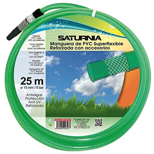 Manguera Latex Reforzado 15 Mm. - 5/8 Rollo 25 Metros Con Accesorios