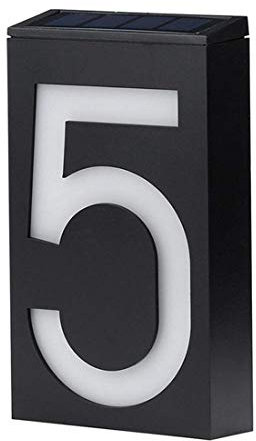 Solar House Number Light,KINGCOO Led Light Up Address Mail Box Door Signs Illumination Doorplate Solar Night Lamp House Number Outdoor Lighting Porch Lights (5)