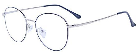 JoXiGo Computerbrille Anti-Blaulicht Ohne Stärke Anti-Müdigkeit UV-Schutz Retro Rund Metallgestell Brillenfassung