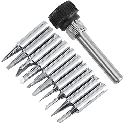 Lötspitzen Lötspitze 10 Stück Lötkolben Spitzen Lötspitzen 900m-T Lötkolbenspitzen Bleifreie Lötkolben Ersatz Lötspitzen Set Soldering Tips Mit Zum Löten Rework Station Tool (Lötspitzen+Haltehülse)