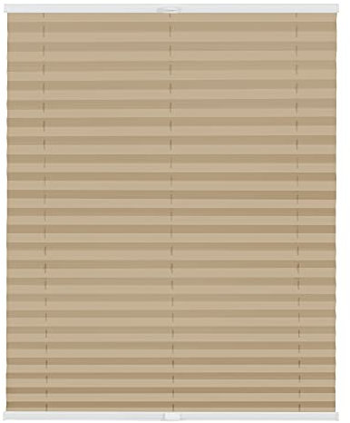Lichtblick Plissee Klemmfix nach Maß, ohne Bohren, verspannt, Hitzeschutz, Blickdicht, Made in Germany, Thermoplissee - Beige 30 cm x 130 cm (B x L)