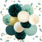 NICROLANDEE Hochzeit Party Dekoration -12 Stück Grün Seidenpapier Pompons Goldfolie Punkte Papierlaterne Deko für Brautparty, Geburtstag, Botanische Babyparty, Gartenparty Dekorationen