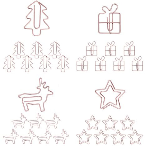 OWLFAVO Niedliche Büroklammern für Weihnachten, rotgold, Baumgeschenk, Stern-Hirschform, lustige Büroklammern, Lesezeichen, Planer-Clips für Spaß, Bürobedarf, Schulgeschenke, Hochzeitsdekoration,