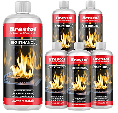 Bioetanol 6 x 1000 ml – Bioalcohólico – Bioalcohólico – Bioetanol etanol – Combustible para chimenea de mesa – Encendedor de chimenea inodoro evapora sin residuos