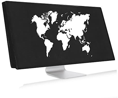 kwmobile Computer Monitor Cover Compatible with 34-35 monitor - Travel Outline White/Black
