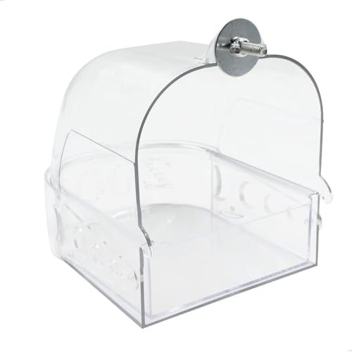 Vogelbadewanne Papagei Badewanne Hängende Vogelfutternapf - Vogelkäfig Badewanne, Vogelkäfigzubehör für kleine Vögel Fink, Wellensittich, Kanarienvogel, Papagei, Transparent -15.5*13*15.3 cm
