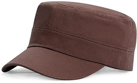 Herren Army Cap Military Flat Cap, Baumwolle Army Kappe Cadet Hat Verstellbare Baseballmütze Sommer Trucker Hut für Draussen, Sport Wandern und Reisen (Braun)