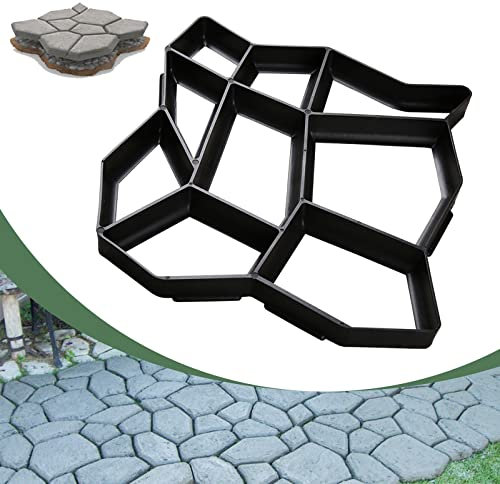 SWANEW Pflasterform DIY Schwarz Kunststoff Pflasterschablone Pflastermacher fachgerechter Außenbereich Trittplatten Gießformen solide und stabil 43x43x4cm