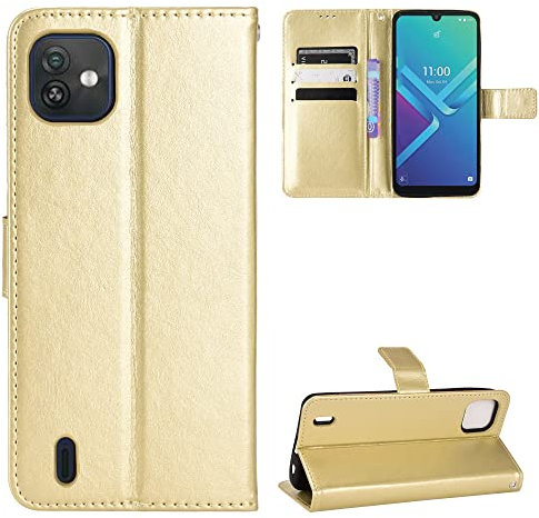 BellaCase Wiko Y82 Coque [Étui Portefeuille] [Fonction Support] [Slots pour Cartes] [Couverture à Rabat Magnétique] Compatible avec Le Smartphone Wiko Y82(d'or)