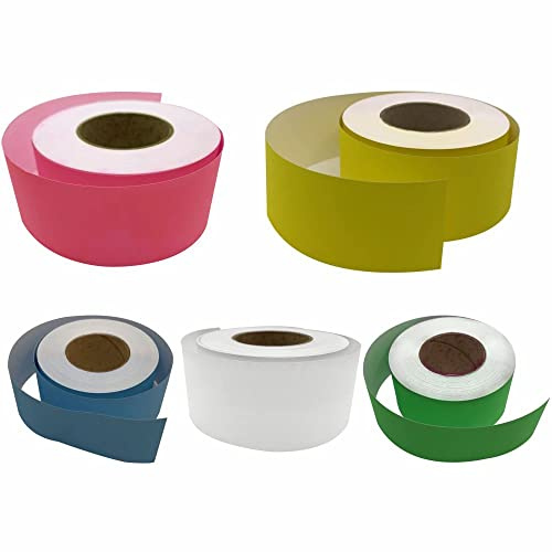 3 Ace Crafts (Pack of 5) Straight Edge Poster Paper Border Roll- (48mm x 50 Meters)- (White, Pale Green, Sky Blue, Lemon, Candy Pink) School/Office, Classroom Decoration, Fade Resistant Paper Rolls