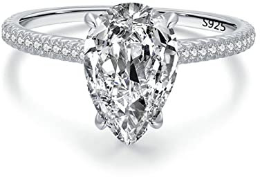 Gualiy Ring 925 Silber Damen, Trauringe Verlobungsringe Tropfen Zirkonia Damenring Größe 54 (17.2)