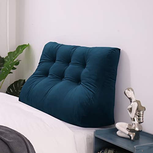 Johnear Rückenkissen Samt ergonomisch für Sofa & Bett (Blau, 100cm)