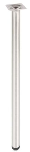 WAGNER Möbelbein/Tischbein/Möbelfuß Classic Retro - Ø 30 x 600 mm, integrierte Anschraubplatte 60 x 60 mm, Innengewinde Ø 10 mm, Stahl in gebürtsteter Edelstahl-Optik - 12116001