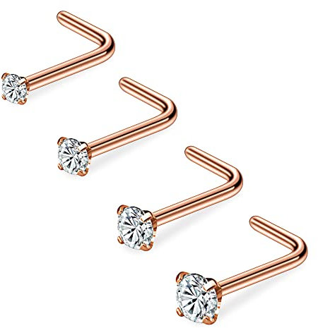 20G 1.5mm 2mm 2.5mm 3mm 3.5mm 4mm Nose Rings, 4-12Pcs Clear Diamond CZ Nose Studs Nose Piercings Jewellery