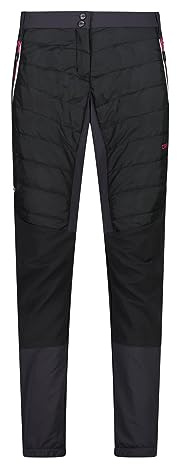CMP W Pant Iv Schwarz - PrimaLoft Warme wasserabweisende Damen Trekking Hose, Größe 44 - Farbe Antracite - Fucsia