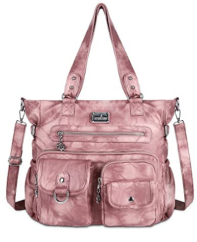 Angel Kiss Geldbörsen und Handtasche für Damen, weiches PU-Leder, Schulter-Handtasche für Damen, Tragetasche mit Tragegriff oben, 8#Rosa