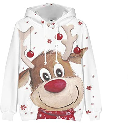 Chemise Blanche Homme Hiver Chaud Casual Sweats à Capuche Homme Noel Imprimée Pas Cher Pull de Noel Homme Tendance Slim Fit Tee Shirt Rose Tshirt Halloween Homme Blanche XL