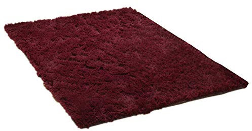 JZTRADING Wohnzimmerteppich Weicher Teppich Seide Wolle Anti-Rutsch Waschbar Wohnzimmer Teetisch Schlafzimmer Nachttisch Yoga Matte Badematten 50X120,Wine red