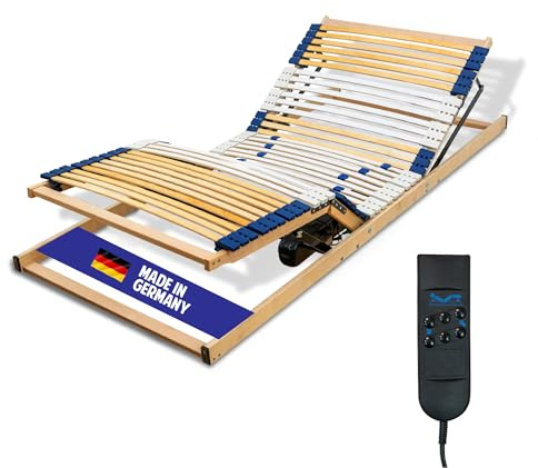 Coemo 7-Zonen Lattenrost mit Motor, 140x200 cm, komplett montiert | Kopf-, Fußteil elektrisch verstellbar, elektrischer Bettenrost mit Motor, 42 Federleisten, Härtegrad-Regulierung