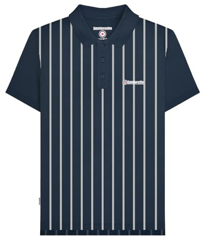Lambretta Mens Striped Polo Shirts Navy (XXX Large)
