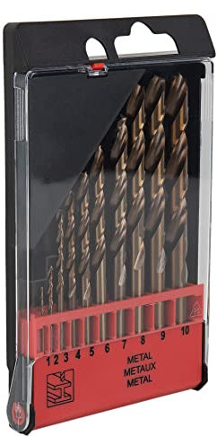 Cofan Juego de brocas HSS-Co | Set de 10 brocas profesionales | Adecuado para acero inoxidable y metal duro | Disponible en varios díametros: 1-10 mm