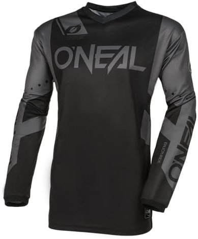 O'NEAL | Motocross-Jersey Langarm | MX Enduro | Gepolsterter Ellbogenschutz, V-Ausschnitt, atmungsaktiv | Element Jersey Racewear V.24 | Erwachsene | Schwarz Grau | Größe XXL